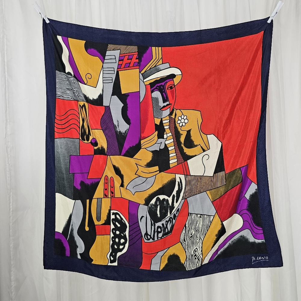 Vintage Picasso Square Scarf Abstract Cubism